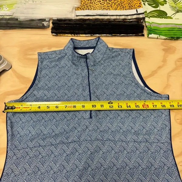 EP New York‎ Women's Golf Dress Blue White Basketweave Geometric Quarter Zip M - Image 11