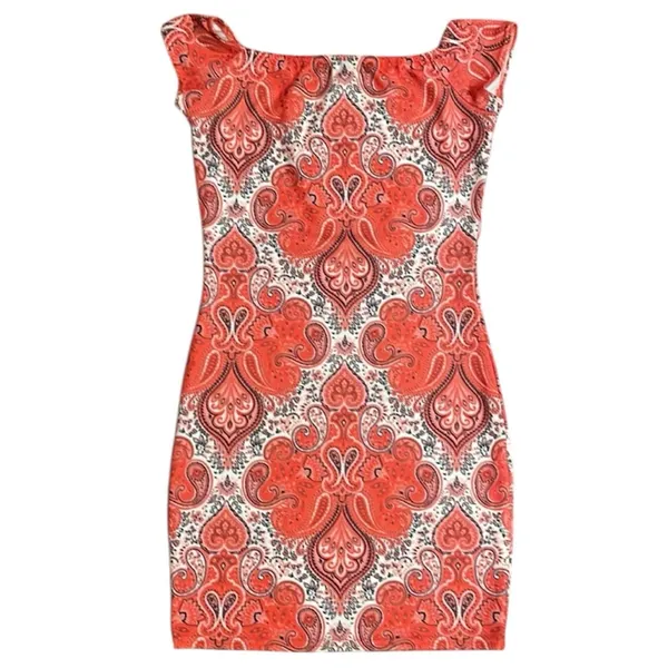 Missguided Suede Off The Shoulder Pink Paisley Bodycon Dress 🫶 - Image 2