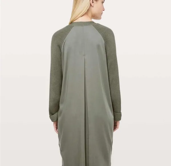 Lululemon Athletica Olive Green Open Front Cardigan Sweater - Image 4