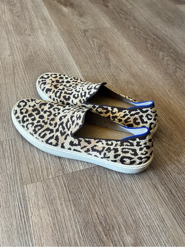 Rothys Leopard Print 'Camo Cat' Slip On Sneakers Animal Print Sz 8 - Image 3