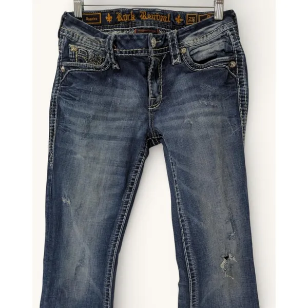 Rock Revival Womens 28 Sundee Bootcut Jeans Embroidered Flap Pockets‎ Stretch - Image 8