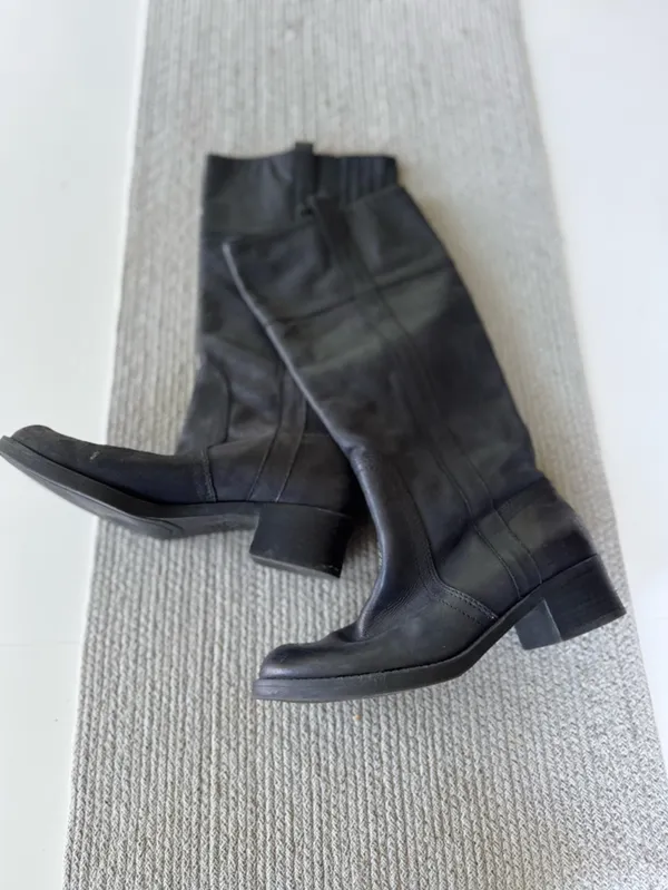 Lucky Brand Black Leather Knee High Riding Boots Sz 8 - Image 2