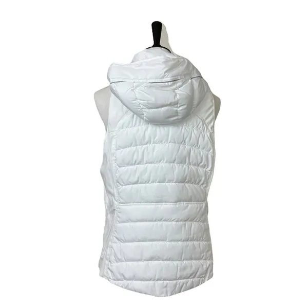 Tangerine Vest White Quilted Puffer Full Zip Hooded Zip Front Women’s Size Large - Image 4