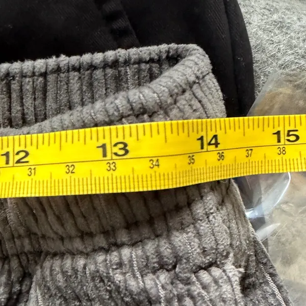 Aerie Charcoal Gray Corduroy Wide‎ Leg Pants Small Drawstring Elastic Waist - Image 5