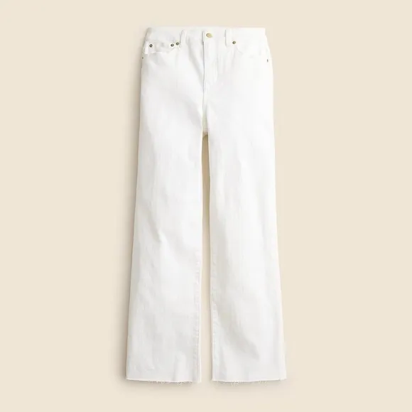 NWT!! J. CREW Curvy Slim Wide Denim Jeans Solid White Raw Hems Stretch‎ Size 27 - Image 10