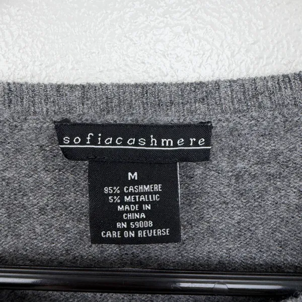 Sofiacashmere Sweater Womens Medium Gray Star Print Cashmere Blend Pullover - Image 4