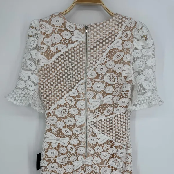 Lulus My Dearest White Lace Short Sleeve Mini Dress Medium White Bridal Cocktail - Image 7