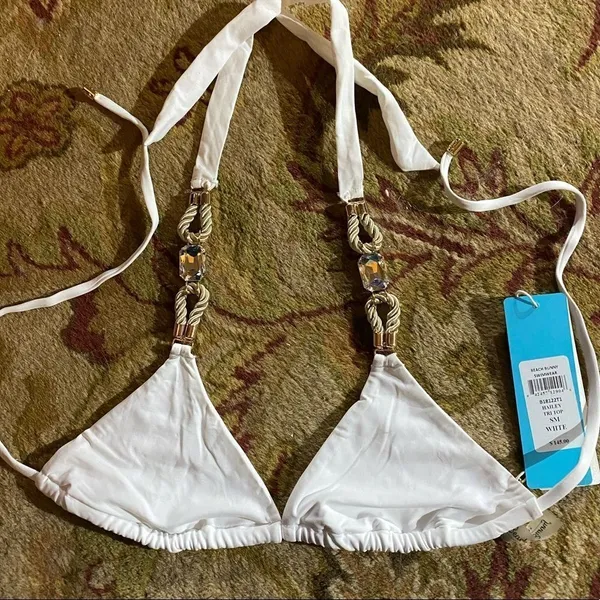 Beach Bunny Marrakesh Hailey Tri Bikini‎ Top White nwt - Image 3