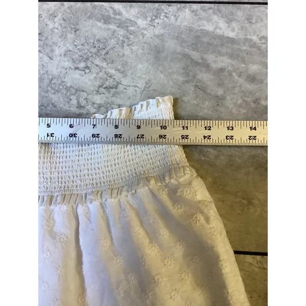 Rails Addison White Embroidered Daisies Smocked Mini Skirt XS Eyelet Cotton - Image 2