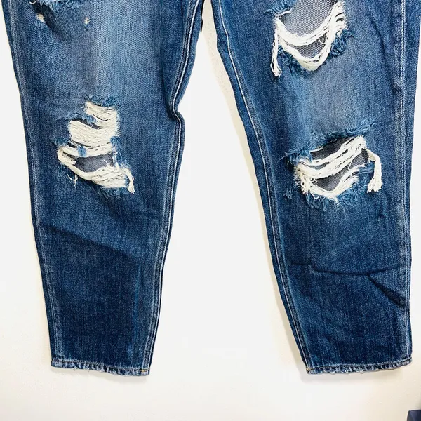 KanCan Nonstretch 100% Cotton Ripped High Rise Dark Wash Mom Jeans - Image 6