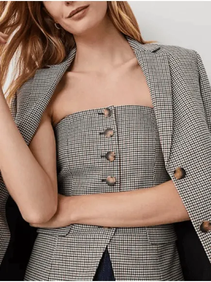 Ann Taylor Plaid Strapless Button Front Vest Top - Size 6 - Image 3