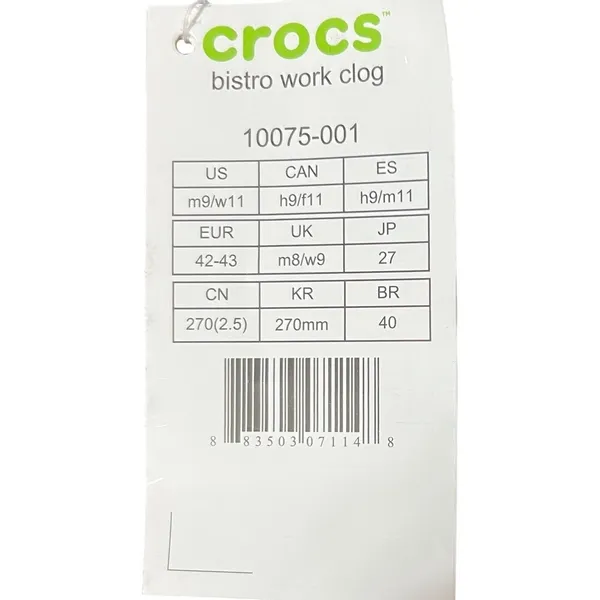 Crocs Bistro Work Clog Shoes Dark‎ Gray Slip Resistant Women's US 9 M 10075001 - Image 7