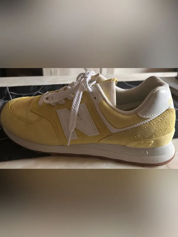 New Balance 574 Fall Suede Sneakers in Lemon Haze Sz 9.5 Grunge Indie Sleaze - Image 3