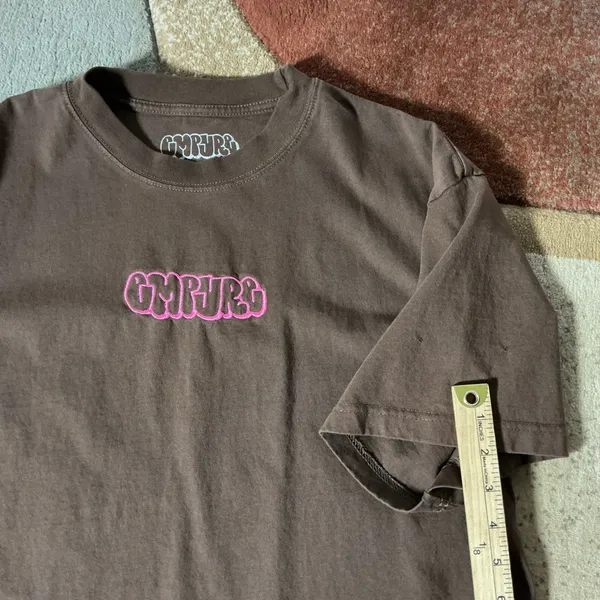 Empyre Y2K Streetwear Bubble Logo T-Shirt Womens Medium Brown Pink Skater Tee - Image 3