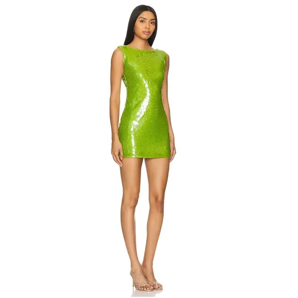 Kim Shui Lime Green Sequin‎ Embellished Mini Dress Size XS NWT - Image 3