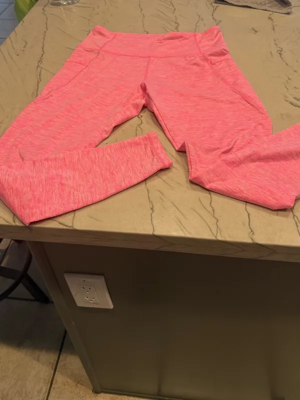 Cabana by Crown & Ivy Pink Space Dye High Waisted Athletic Leggings Pockets Med - Image 2