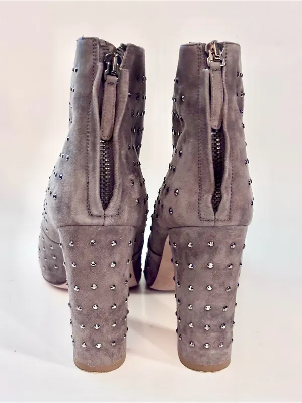 J. Crew Grey Suede Studded Ankle Booties - Image 4