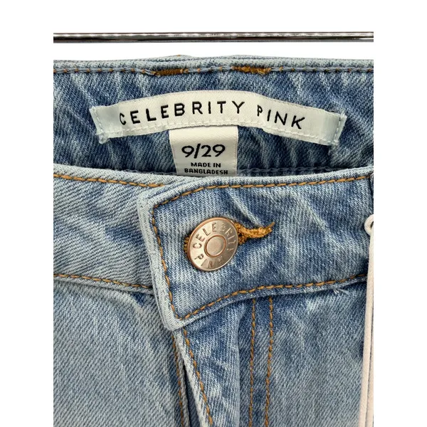 Celebrity Pink Womens Wide Leg High Rise‎ Light Wash Denim Jeans Size 9/29 NEW - Image 3