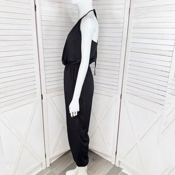 SHEIN Surplice Halter Top‎ Jogger Leg Jumpsuit Black Small - Image 5