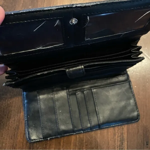 Black Casual‎ Women's Button Closure Wallet Compartments Cards Money Change - Image 5