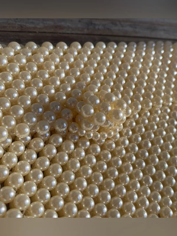 Vintage Faux Pearl beaded handbag clutch minimalist cottage bridal boho - Image 2