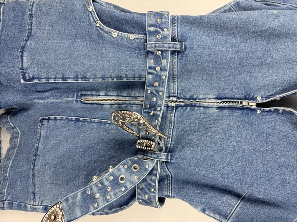 New Show me your Mumu outlaw studded denim romper size large - Image 4