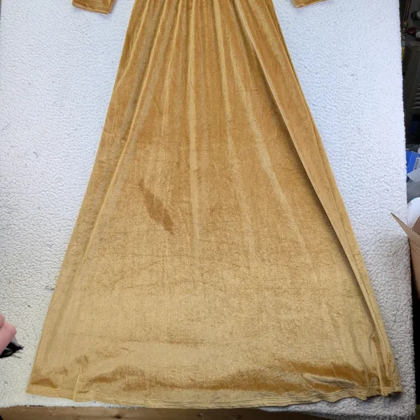 BALTIC BORN Sofia Gold Velvet Wrap‎ Maxi Dress Long Sleeve Women's Small - Image 6