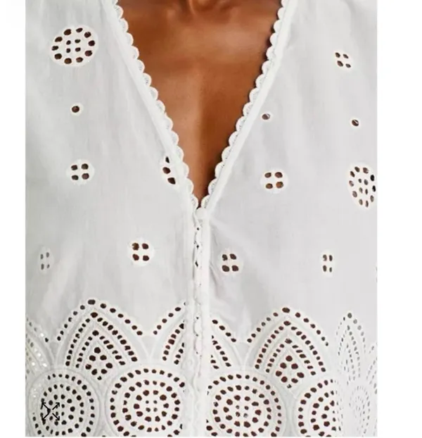 Lucy Paris Loray Embroidered Shirt white sz XS NWT $88 - Image 5