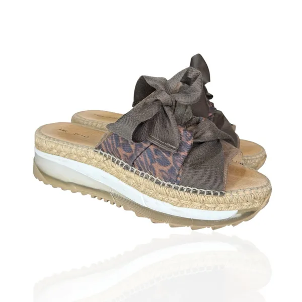 Free People Chapmin Ribbon Espadrilles EU 37‎ US 6.5 Platform Sandals Leopard - Image 3