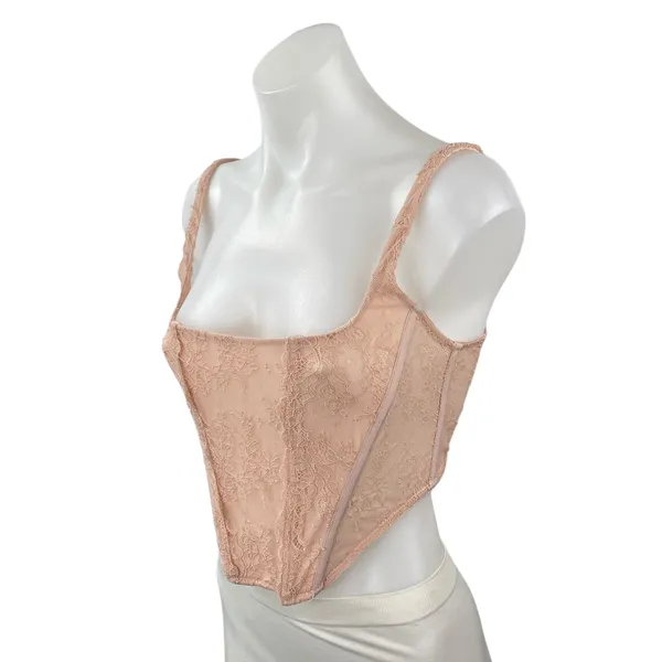 Urban Outfitters Out From Under Peach Lace Corset Bustier Longline Crop Top M - Image 3