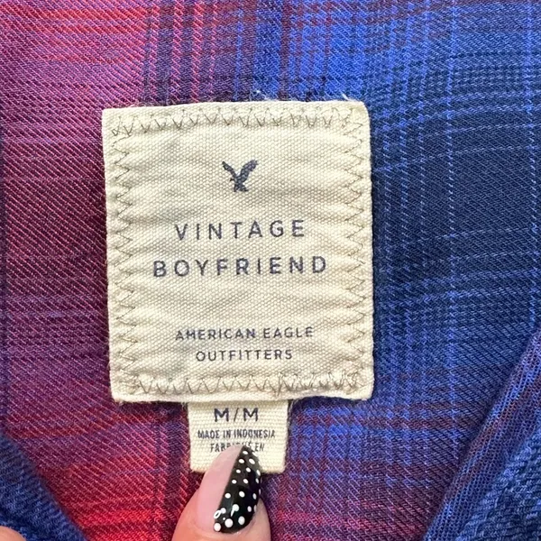 American Eagle Vintage Boyfriend Button Down Flannel Shirt - Image 6