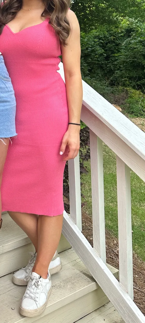 Pink knit dress Size M - Image 2