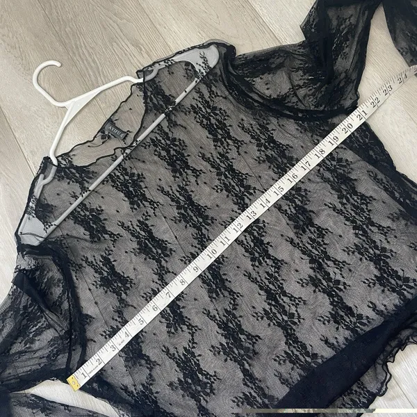 Lace Sheer Top floral long sleeve womens Black (size 2xl) whimsigoth dark boho - Image 3