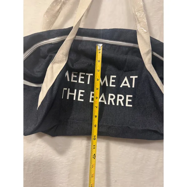 Meet Me At The Barre Denim Duffel Bag Gym Travel Dance‎ Tote Dark Blue White - Image 4