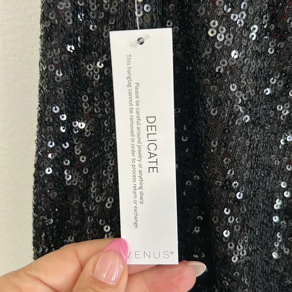 Venus Black Sequin mini Skirt - Image 4