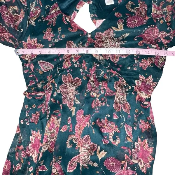 Band Of The Free Run The World Pine‎ Berry Paisley Empire Waist Midi Dress Small - Image 10