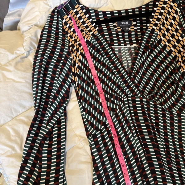 Maeve For Anthropologie Knee Length Dress Black Multi Color Long Sleeved Size 10 - Image 13