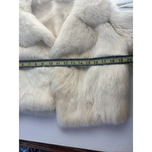 Vintage Cream Genuine Rabbit Fur Jacket Size Small - Image 10