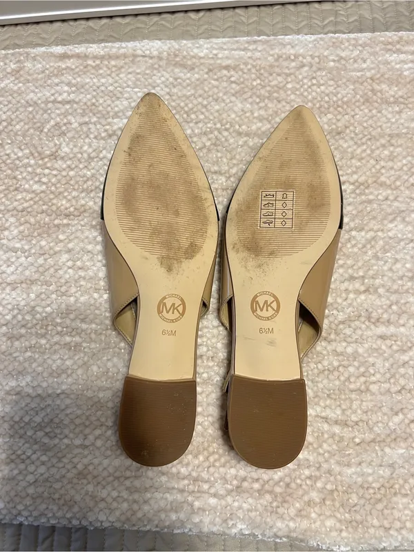 Michael Kors Classic Two-Tone Pointed Toe Slingback Flats - Black and Tan - Image 3