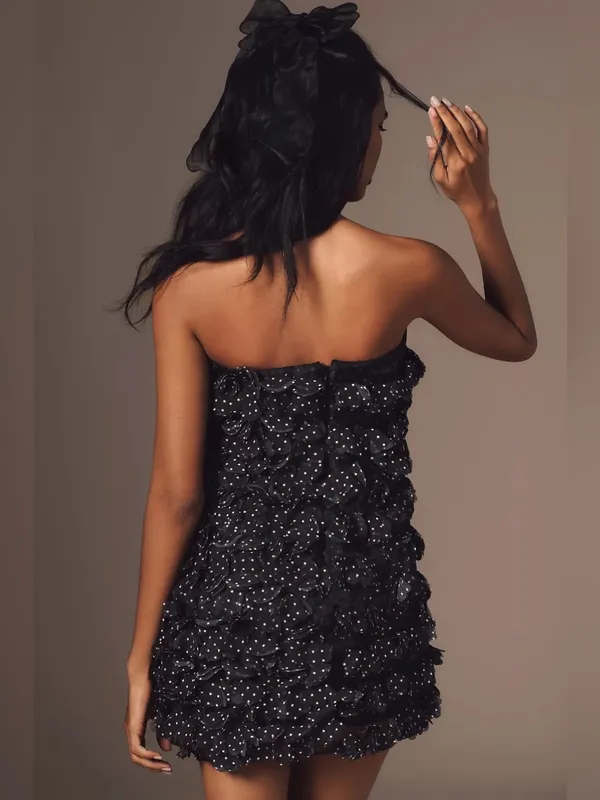 Anthropologie 3D Floral Polka Dot Mini Dress - Image 3