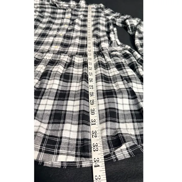 Gap Womens Black White Plaid Long Sleeve Button Down Dropped Waist Dress Size M - Image 9