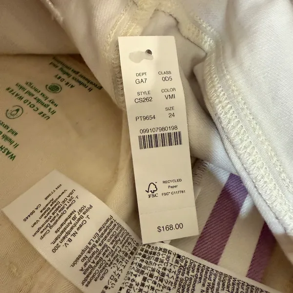 J Crew Everyday Wide Leg Ankle Jeans Womens 24 Purple Striped High Rise New - Image 9