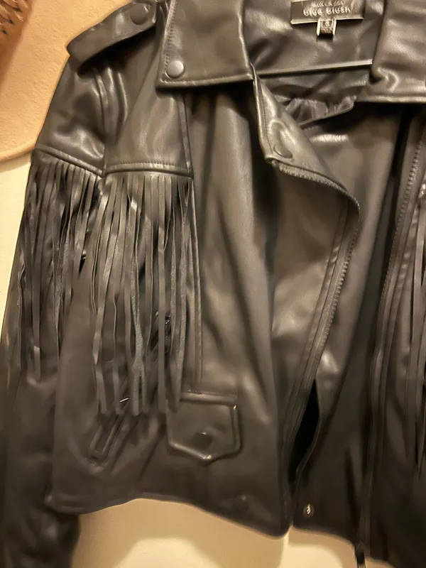 These Three Boutique Faux Leather Moto Fringe Jacket - Image 2