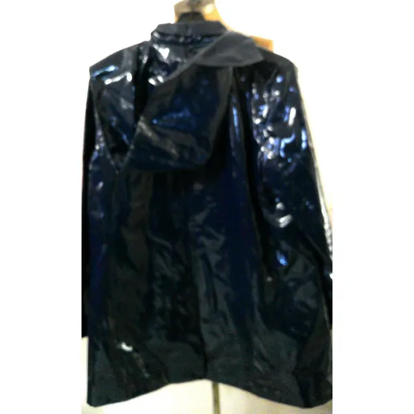 New NWT $325 Jane Post Iconic Princess Slicker Rain Coat Hood Women S Teal Navy - Image 10