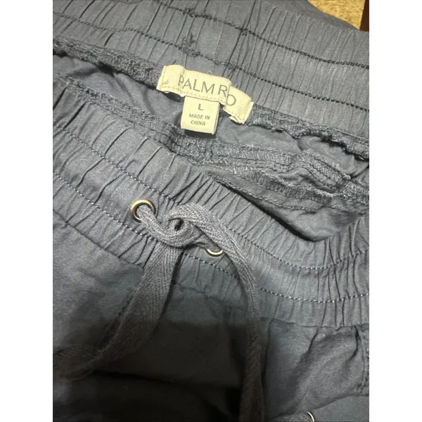 Palm Rio Womens Cargo Pants Navy Blue Drawstring Elastic Waist Utility L Nylon‎ - Image 5