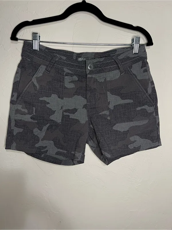 Prana‎ Olivia Blue Gray Camo Outdoor Hiking Trail Utility Shorts - Image 2