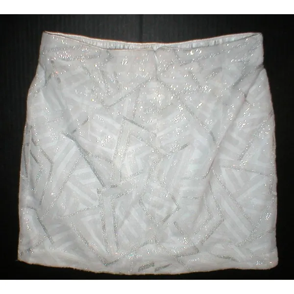 New NWT Womens Piperlime Collection White Silver Sequins Skirt S Small Party - Image 6