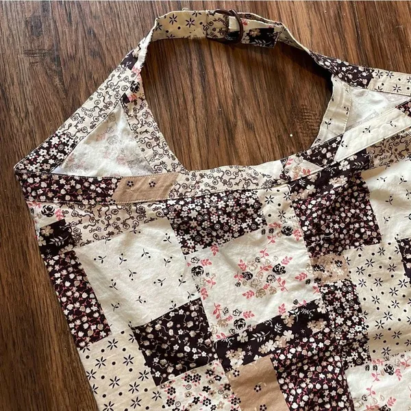 Y2K Halter One Shoulder Bandana Patchwork Top Sz XL White - Image 11
