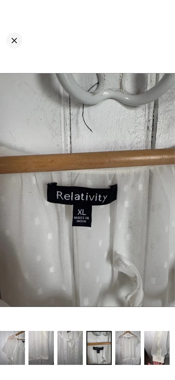 Relativity Y2K Sheer Blouse White Size XL - Image 5