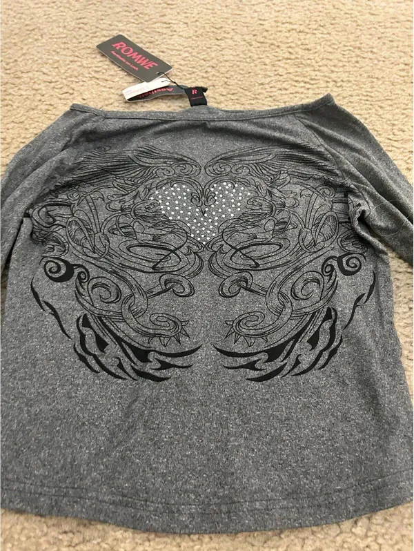 AB44 top shirt woman long sleeve gray medium size 6 - Image 4